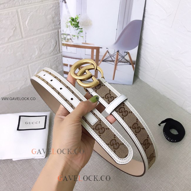 Gucci Classic Belt Handmade Original Size Brown & White Gucci Classic Belt Handmade Original Size Brown & White